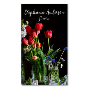 Carte De Visite Magnétique Fleuriste Élégant