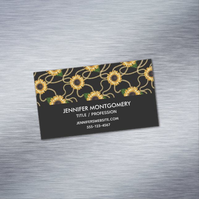 Carte De Visite Magnétique Fleurs de soleil jaunes élégantes Motif élégant su (In Situ)