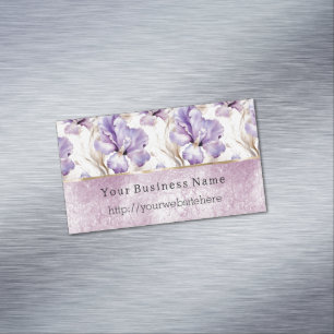 Carte De Visite Magnétique Fleurs d'Iris Violet nom de site Web d'entreprise