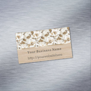 Carte De Visite Magnétique Fleurs Marron Chocolat Crème nom de l'entreprise s