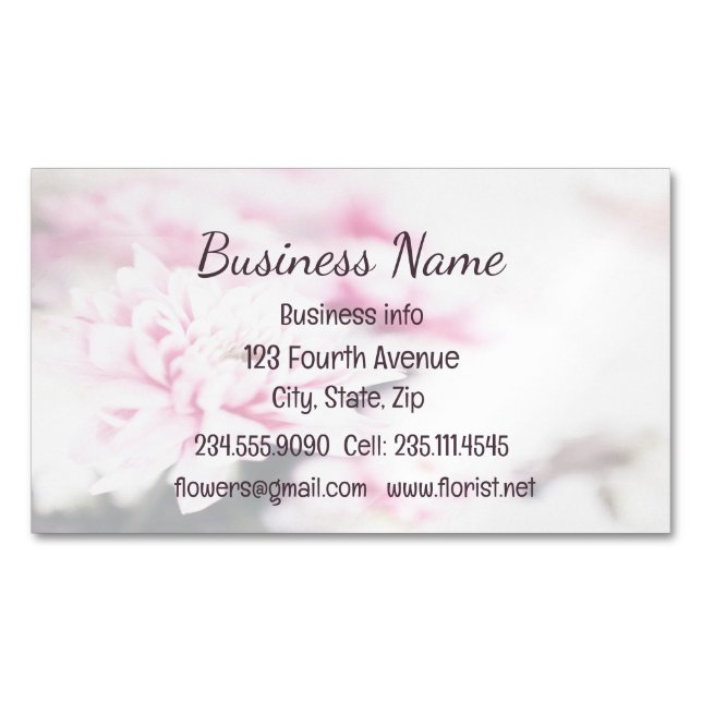 Carte De Visite Magnétique Floral Fleur Rose Personnalisé (devant)