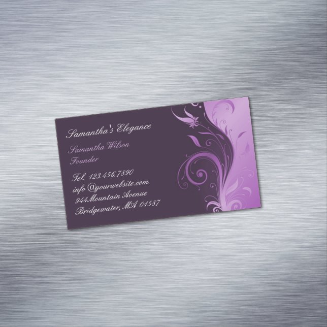 Carte De Visite Magnétique Floral pourpre (In Situ)