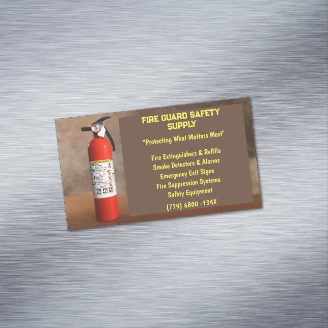 Carte De Visite Magnétique Fumée et feu rouge Extincteur sécurité incendie (In Situ)