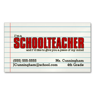Carte De Visite Magnétique Fun Schoolenseignant Contact magnétique