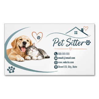 Carte De Visite Magnétique Garde d'animaux personnalisée Chien Chat Soins aux