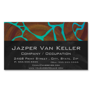 Carte De Visite Magnétique Giraffe Impression Brown et Turquoise