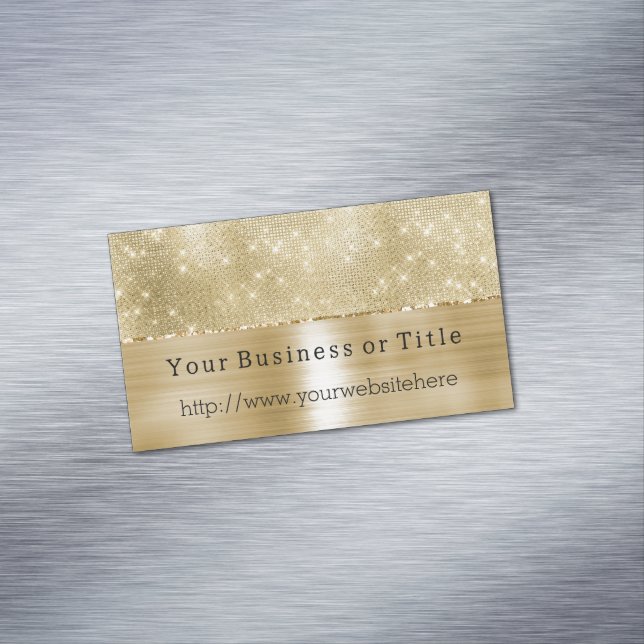 Carte De Visite Magnétique Glam Champagne Gold Glitzy Diamants (In Situ)