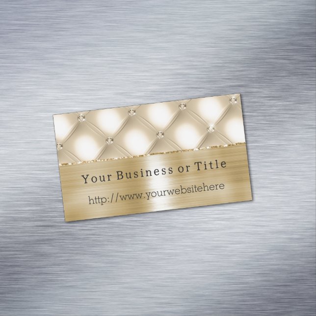 Carte De Visite Magnétique Glam Champagne Gold Glitzy Diamants (In Situ)