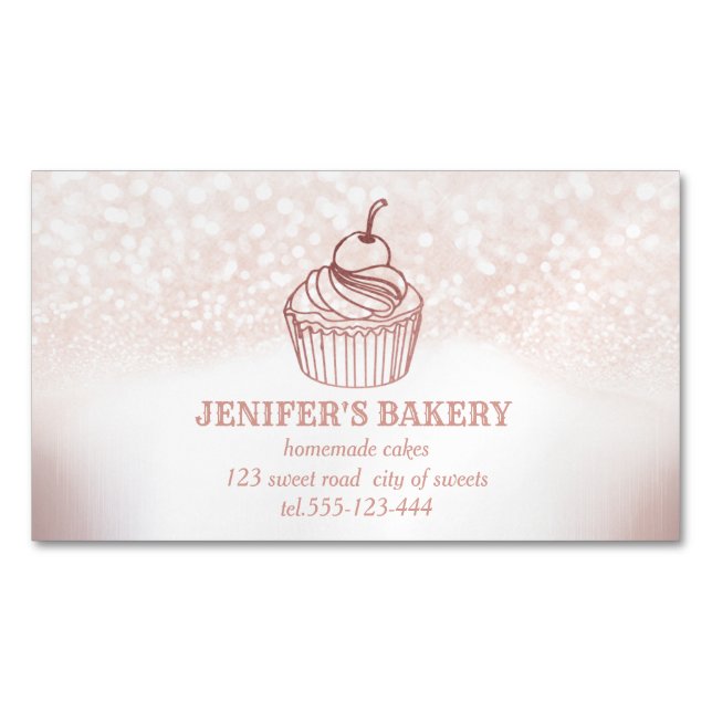 Carte De Visite Magnétique Glitterie boulangerie cupcakes et sucreries maison (devant)