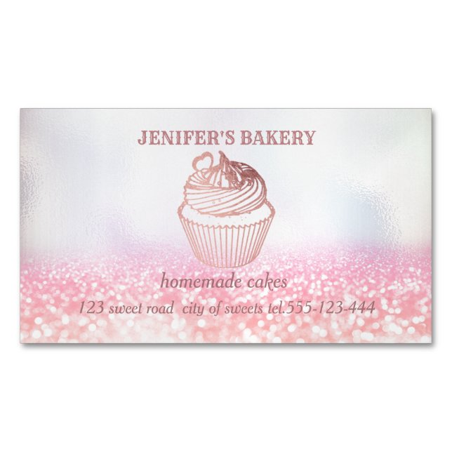 Carte De Visite Magnétique Gloire holographique cupcakes et sucreries maison (devant)