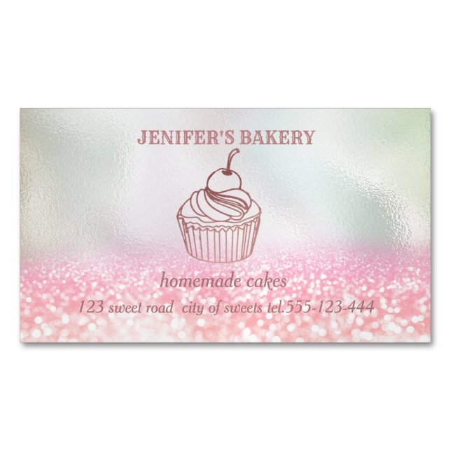Carte De Visite Magnétique Gloire holographique cupcakes et sucreries maison (devant)