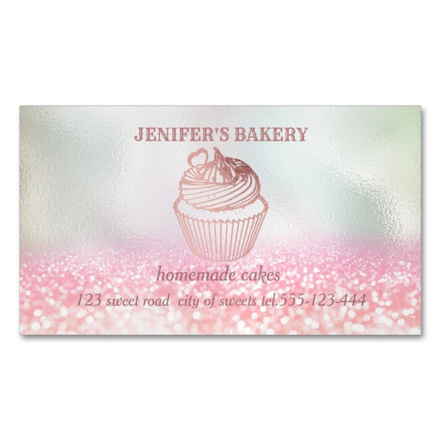 Carte De Visite Magnétique Gloire holographique cupcakes et sucreries maison (devant)