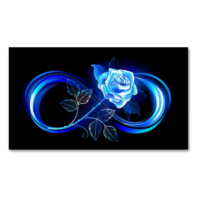 Carte De Visite Magnétique Glowing infinity with blue rose (devant)