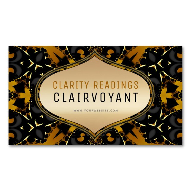 Carte De Visite Magnétique Gold Noir Géométrie Nouvel Âge Lectures Clairvoyan (devant)