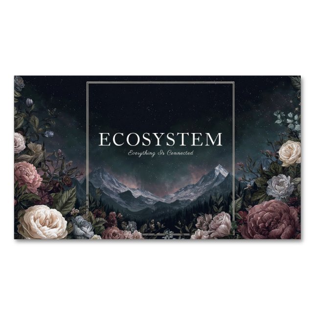 Carte De Visite Magnétique Gothic Fairytale Rose Frame Starry Night Mountain (devant)