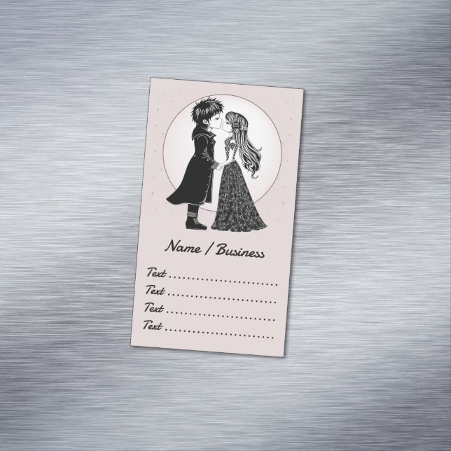 Carte De Visite Magnétique Gothique Emo Enfants Kiss Valentine's Day (In Situ)