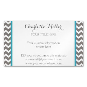 Carte de visite magnétique gris turquoise de