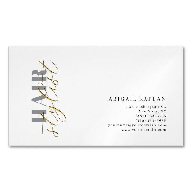 Carte De Visite Magnétique Hair Stylist Modern Minimalist Plain Profile (devant)