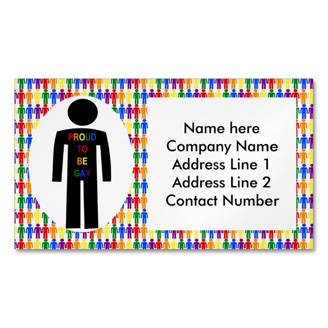 Carte De Visite Magnétique Hommes gays LGBTQ Silhouette et arc-en-ciel (devant)