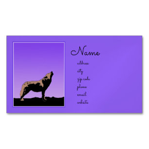 Carte De Visite Magnétique Howling Wolf at Sunset - Art faunique original