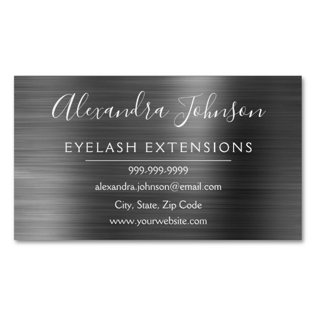 Carte De Visite Magnétique Huile de métal noir Eyelash Extensions Beauté (devant)