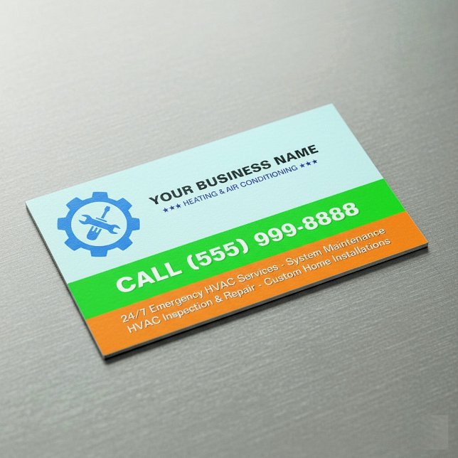 Carte De Visite Magnétique HVAC Heating Air Conditioning | Professional Logo  (HVAC Heating & Air Conditioning Professional Business Card)