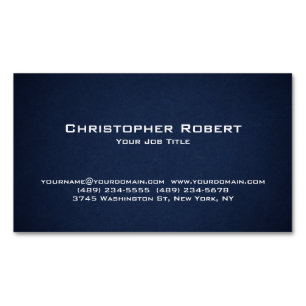 Carte De Visite Magnétique Immobilier bleu marine minimaliste