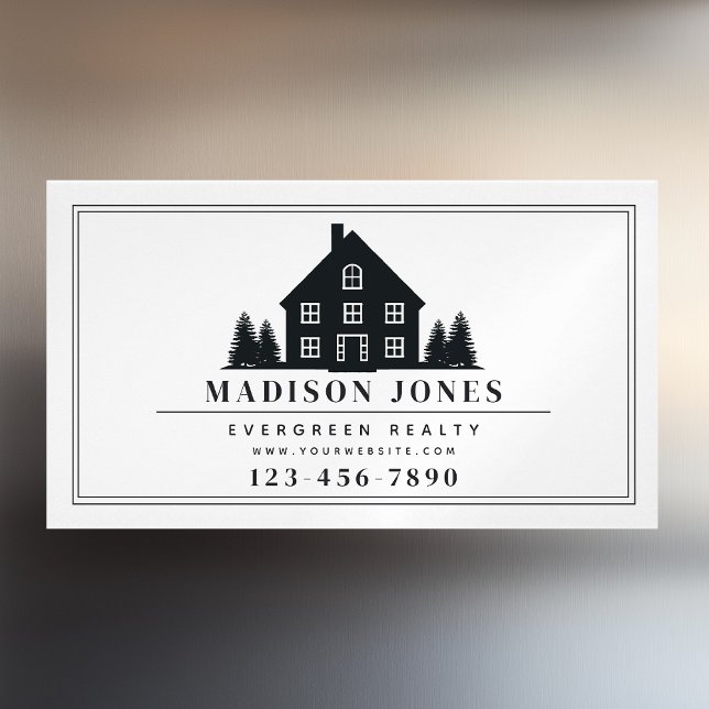 Carte De Visite Magnétique Immobilier rustique minimal Maison de l'agent (Créateur téléchargé)