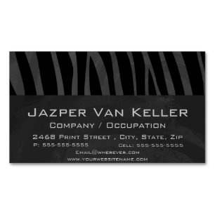 Carte De Visite Magnétique Impression noire et grise Zebra