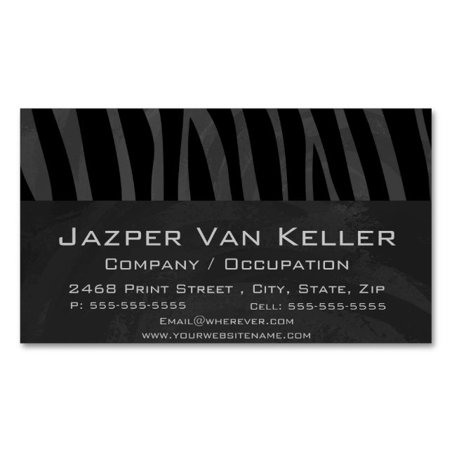 Carte De Visite Magnétique Impression noire et grise Zebra (devant)