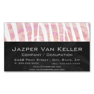 Carte De Visite Magnétique Impression rose et blanc Zebra