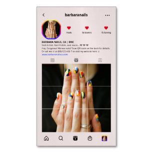 Carte De Visite Magnétique Instagram moderne ongle Artiste Nails Salon de bea