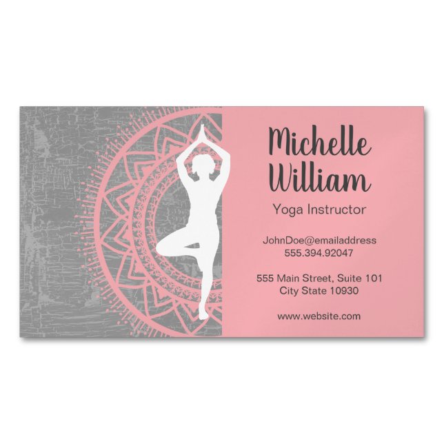 Carte De Visite Magnétique Instructeur de yoga | Médiation | Motif Mandala (devant)