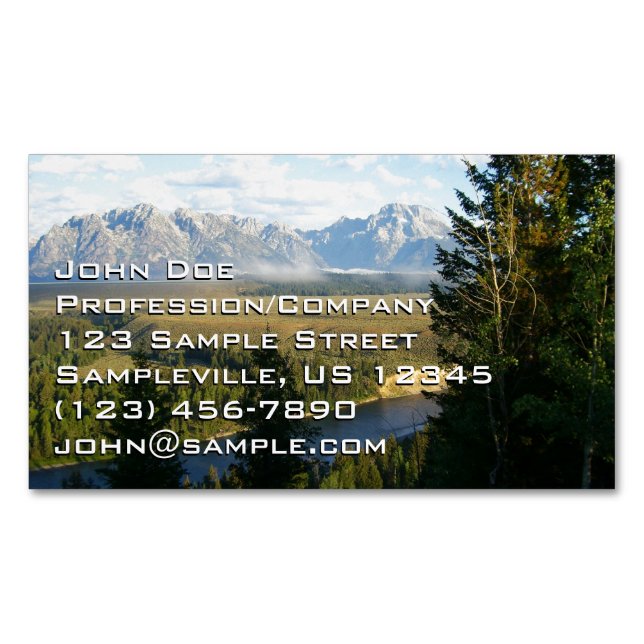 Carte De Visite Magnétique Jackson Hole Mountains et River (devant)
