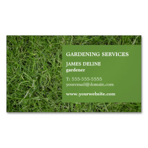 Carte De Visite Magnétique Jardinier simple moderne d'herbe verte