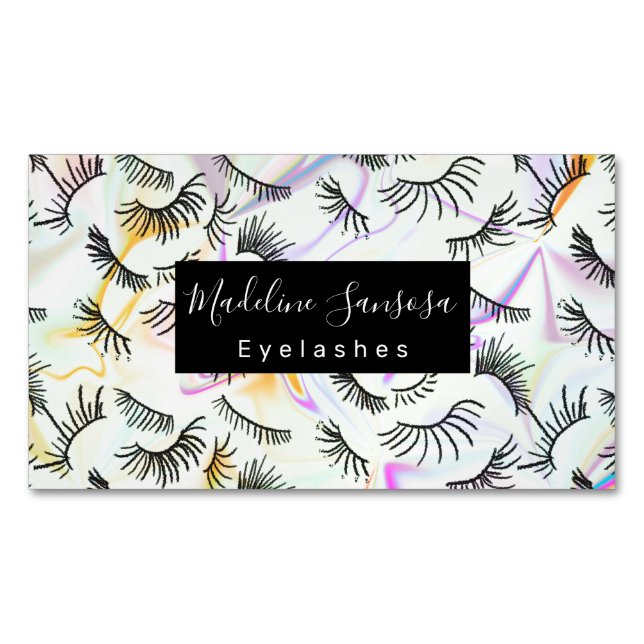 Carte De Visite Magnétique Joli Eyelash Technicien Hologramme Eyelashes (devant)