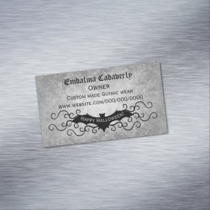 Carte De Visite Magnétique Jolie chauve-souris gothique sur grungy gris nouve