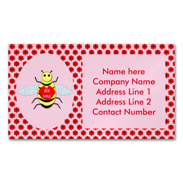 Carte De Visite Magnétique Jolie Valentines Jour Abeille Personnalisée (devant)