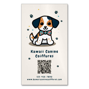 Carte De Visite Magnétique Kawaii chiot qr code chien toilettage