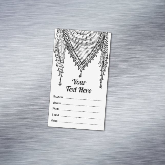 Carte De Visite Magnétique Keffiyeh Écharpe palestinienne tissu traditionnel (In Situ)