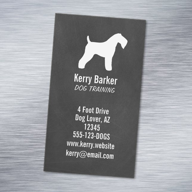 Carte De Visite Magnétique Kerry Blue Terrier Silhouette Chalkboard Style (Créateur téléchargé)