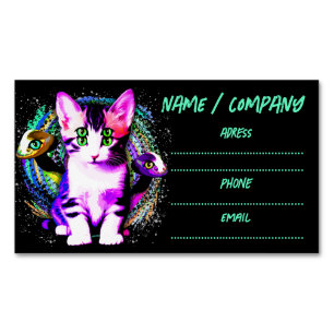 Carte De Visite Magnétique Kitty Chat Psychique Esthétique Caractère