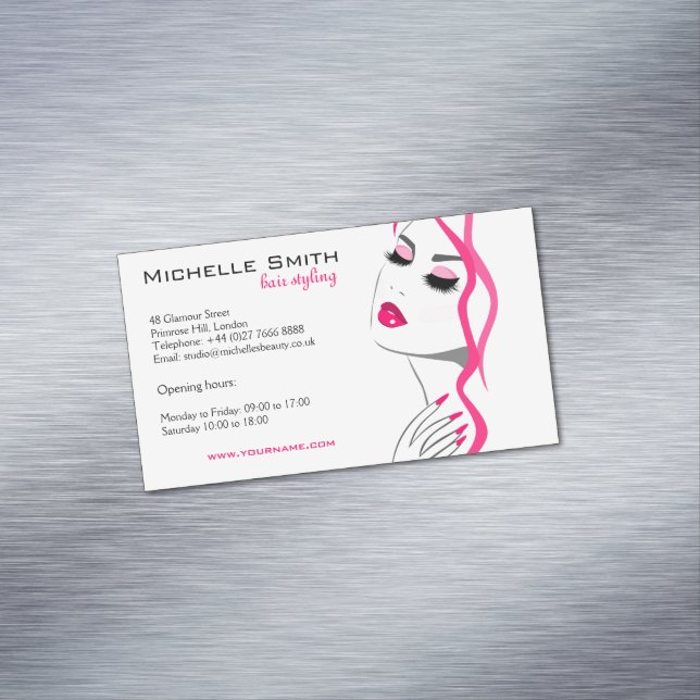 Carte De Visite Magnétique Lashes Manucure Cheveux rose fille marque de beaut (In Situ)