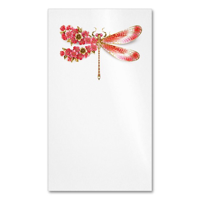 Carte De Visite Magnétique libellule de fleurs avec sakura de bijoux (devant Vertical)