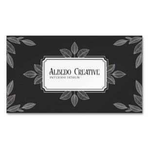 Carte De Visite Magnétique Ligne Élégante de Botanique en Noir et Blanc Forme
