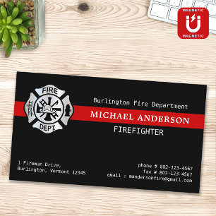 Carte De Visite Magnétique Logo de la ligne rouge de la caserne des pompiers