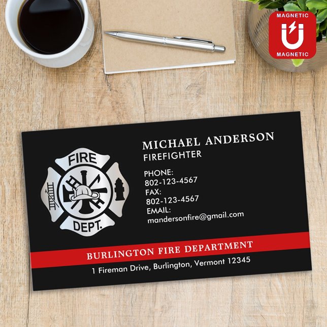 Carte De Visite Magnétique Logo de l'Emblem du service d'incendie des pompier (Créateur téléchargé)