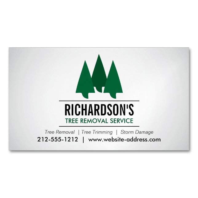 Carte De Visite Magnétique Logo de service Gras Arbre Vert/Gris (devant)