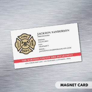 Carte De Visite Magnétique Logo du pompier du service d'incendie personnalisé