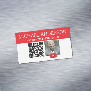 Carte De Visite Magnétique Logo et code QR de chaîne YouTube   YouTuber moder